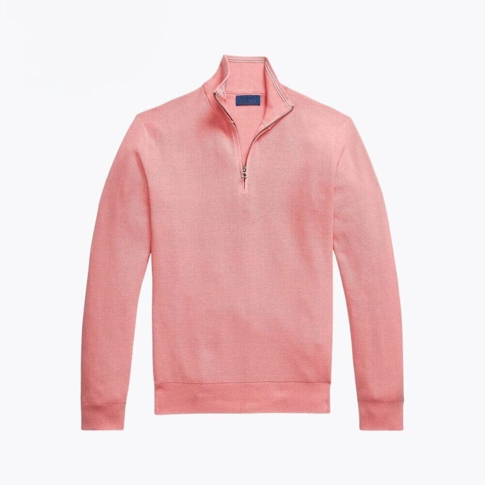 Mesh-Strick Baumwoll-Pullover Mit Viertel-Reißverschluss Vandhlr Rosa S 