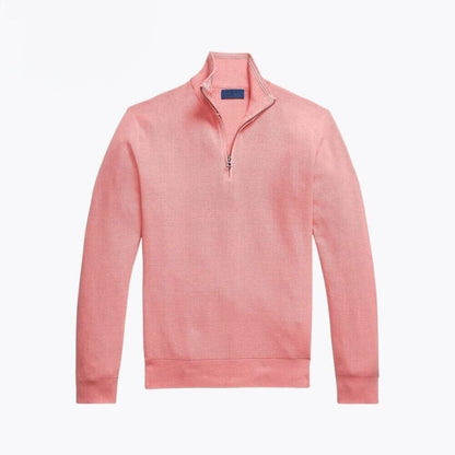 Mesh-Strick Baumwoll-Pullover Mit Viertel-Reißverschluss Vandhlr Rosa S 