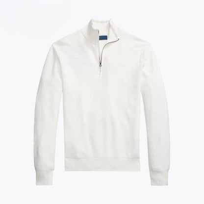 Mesh-Strick Baumwoll-Pullover Mit Viertel-Reißverschluss Vandhlr Weiß S 
