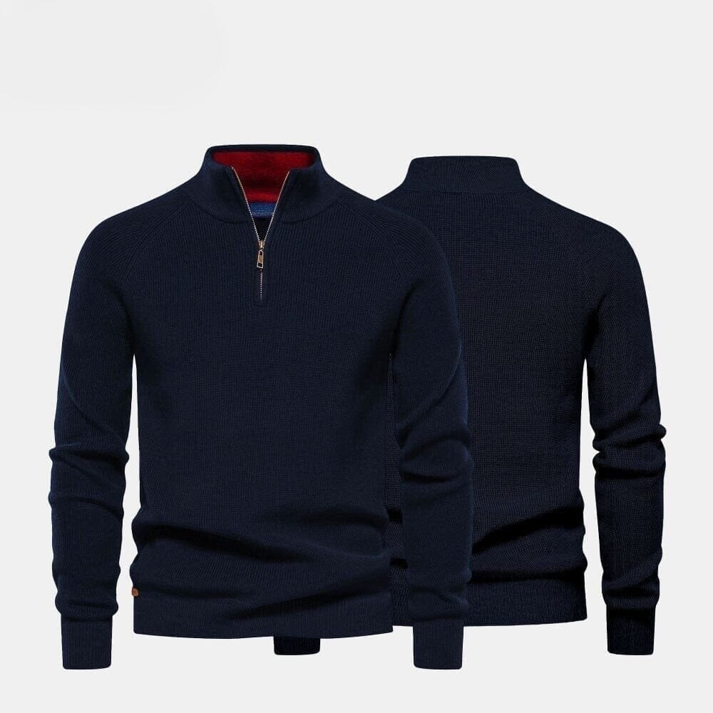 Modern Rundhals-Strickpullover Vandhlr Blau S 