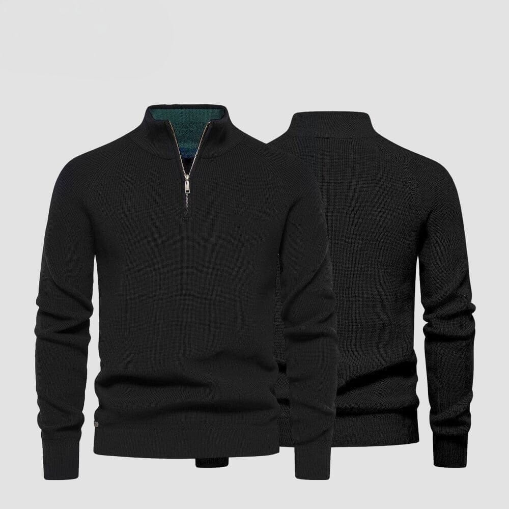Modern Rundhals-Strickpullover Vandhlr Schwarz S 