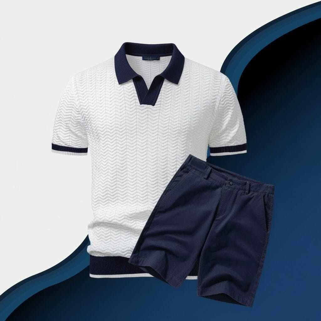 Old Money Poloshirt + Shorts Set Vandhlr Schneeweiß S 