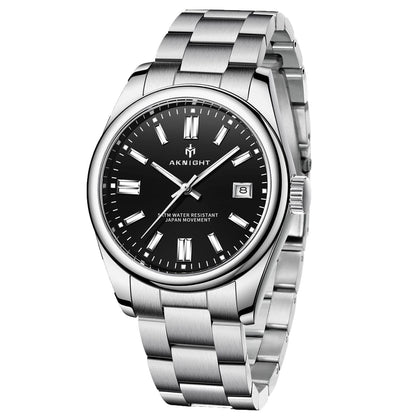 PD Aknight 2113 Herren Quarzuhr - 39mm Edelstahl Vandhlr Schwarz 