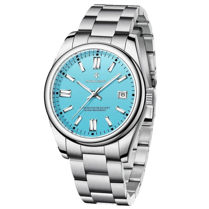 PD Aknight 2113 Herren Quarzuhr - 39mm Edelstahl Vandhlr Tiffany Blau 