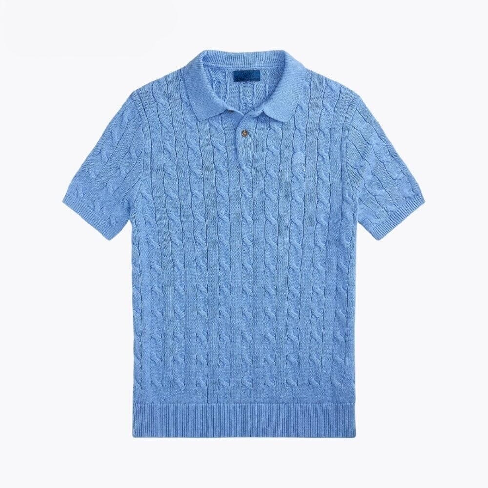 Polo-Pullover Aus Baumwolle Mit Zopfmuster Vandhlr Blau S 
