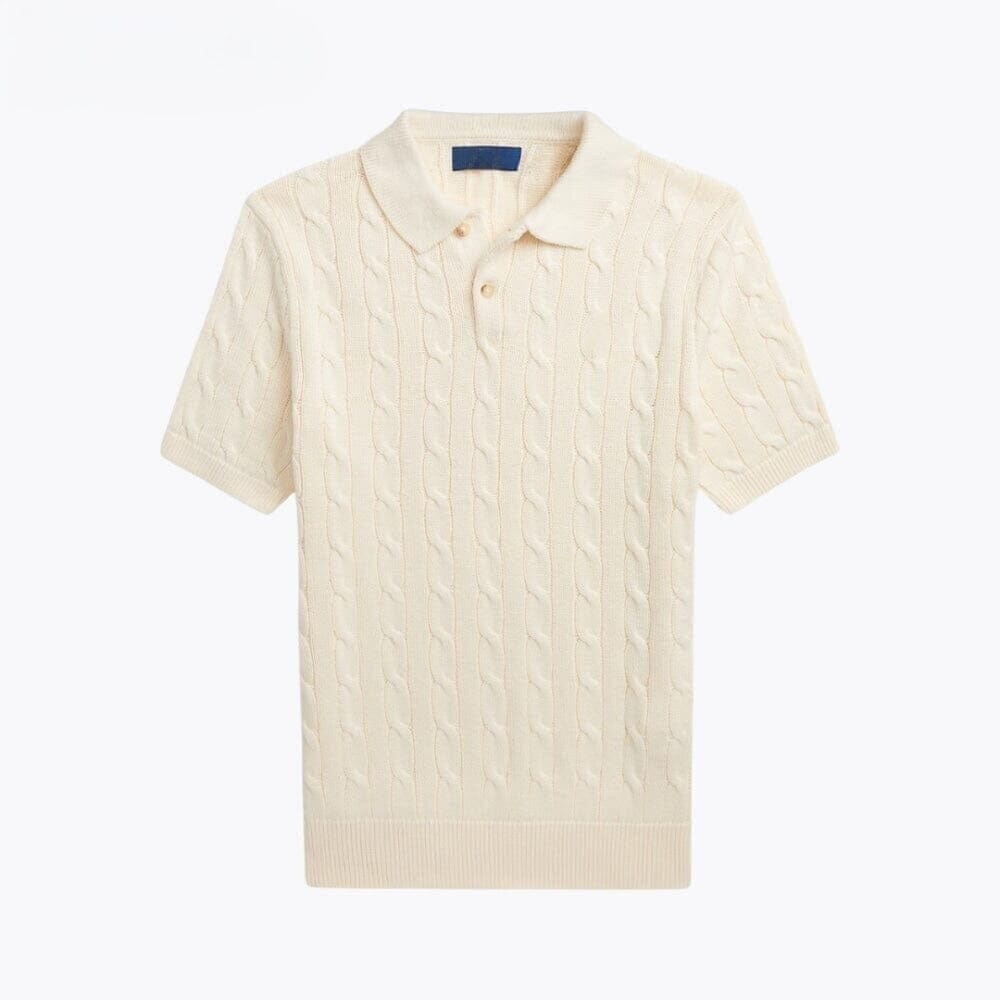 Polo-Pullover Aus Baumwolle Mit Zopfmuster Vandhlr Creme S 
