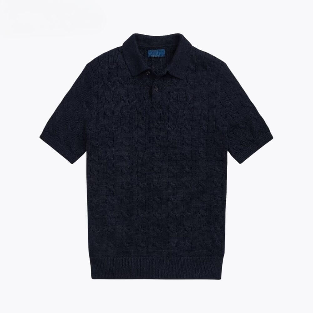Polo-Pullover Aus Baumwolle Mit Zopfmuster Vandhlr Marineblau S 