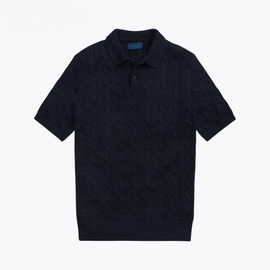 Polo-Pullover Aus Baumwolle Mit Zopfmuster Vandhlr Marineblau S 