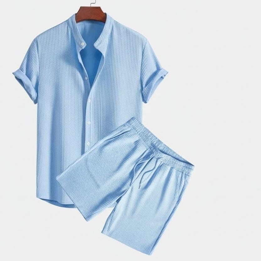 Prestige Comfort Kollektion - Premium Hemd & Shorts Set Vandhlr Blau S 