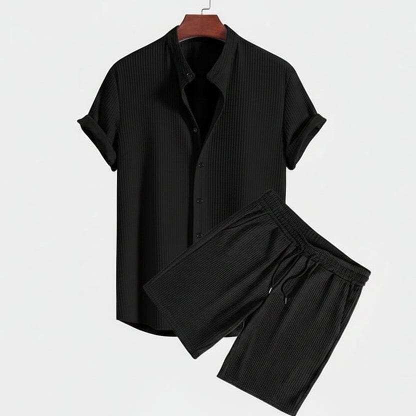 Prestige Comfort Kollektion - Premium Hemd & Shorts Set Vandhlr Schwarz S 