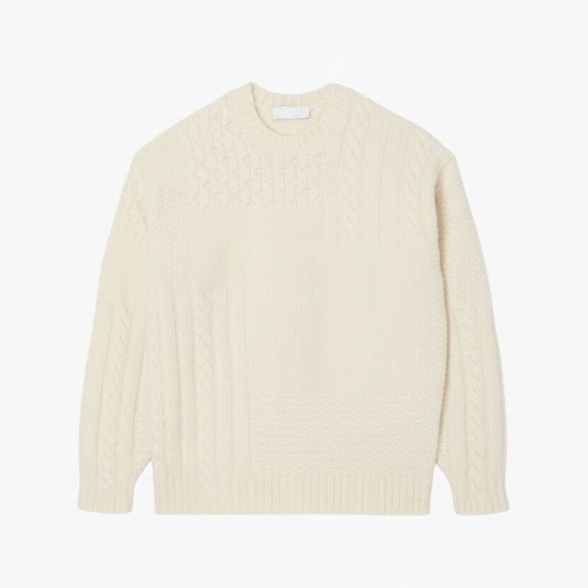 Relaxed Fit Pullover Aus Wolle Mit Patchwork-Effekt Vandhlr Weiß S 