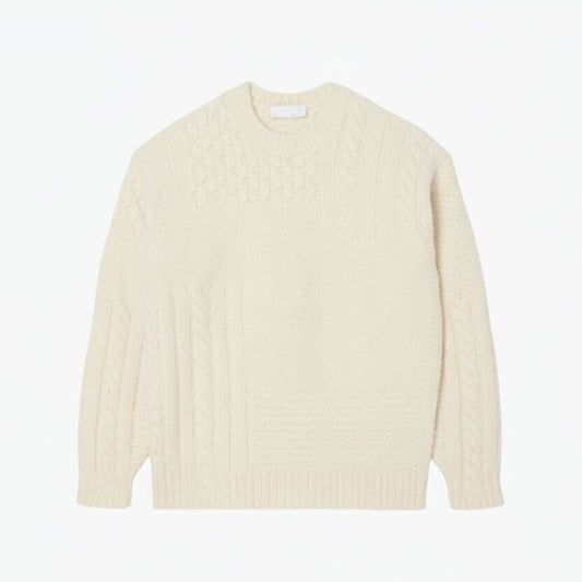 Relaxed Fit Pullover Aus Wolle Mit Patchwork-Effekt Vandhlr Weiß S 