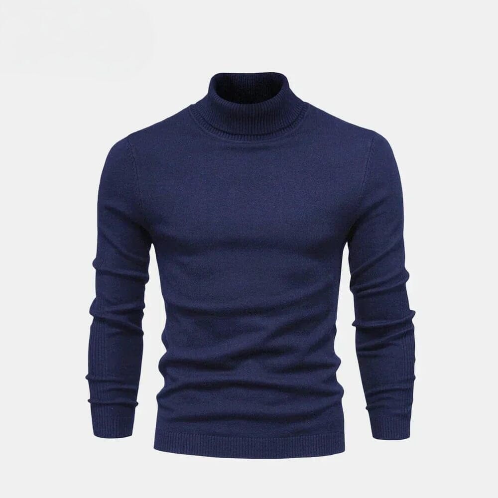 Rollkragen Zopfmuster Woll-Strickpullover Vandhlr Blau S 