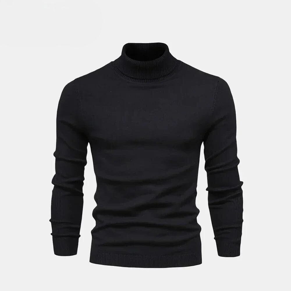 Rollkragen Zopfmuster Woll-Strickpullover Vandhlr Schwarz S 