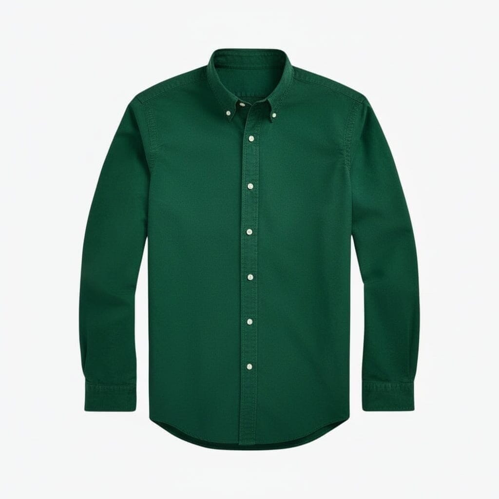 Slim Fit Oxford Hemd - Garment-Dyed Vandhlr Waldgrün S 