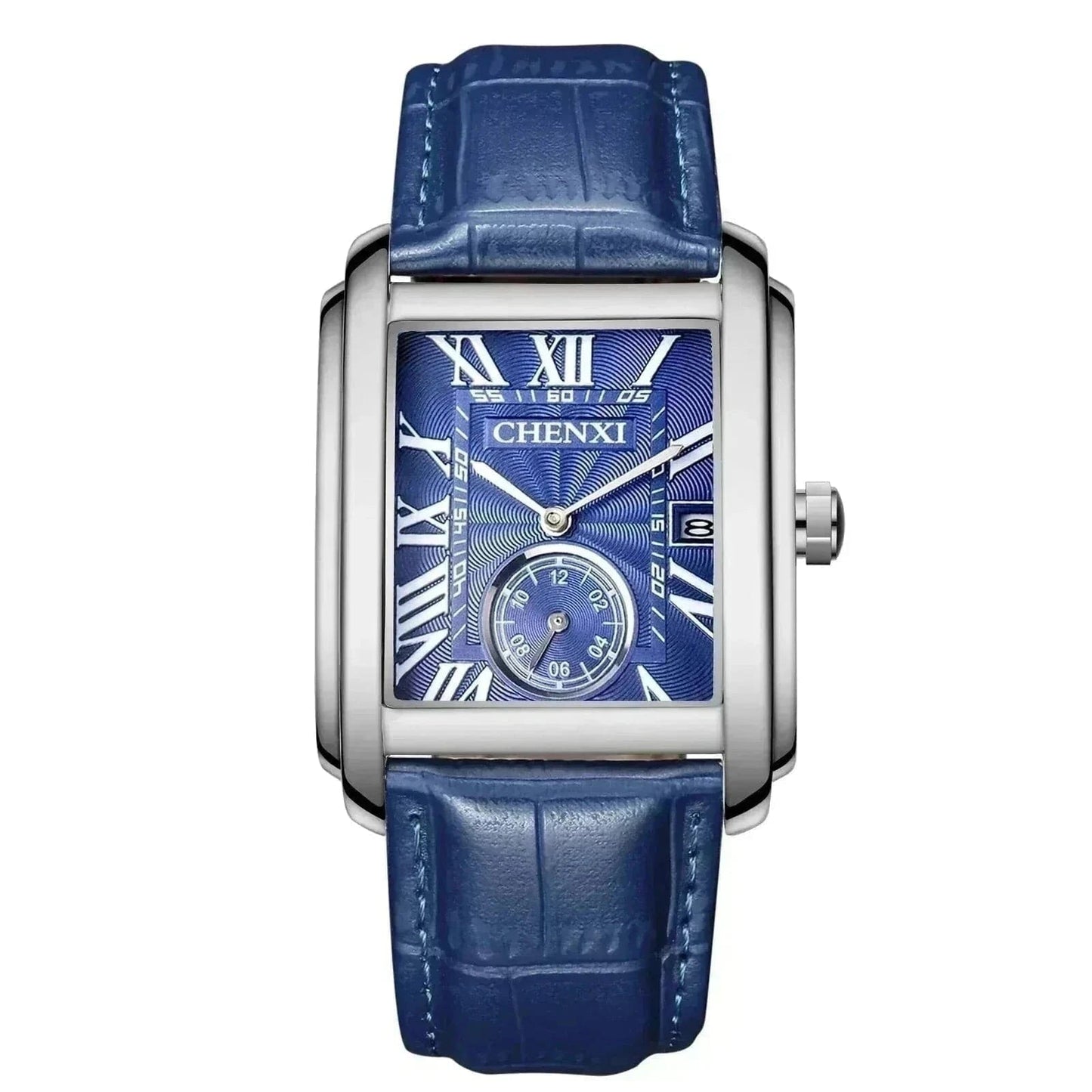 Vintage Leder Armbanduhr Vandhlr Blau Silber 
