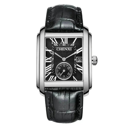 Vintage Leder Armbanduhr Vandhlr Schwarz Silber 