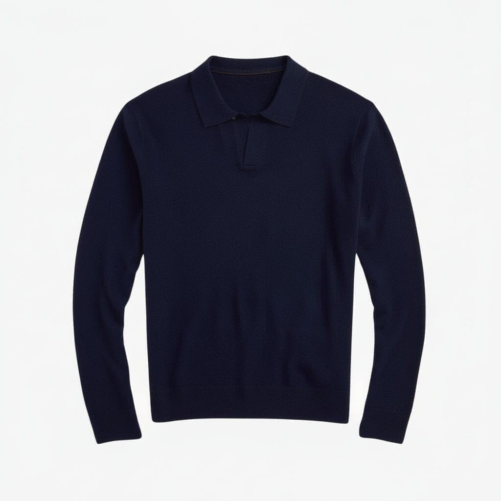 Woll-Pullover Mit Johnny-Kragen Vandhlr Marineblau S 