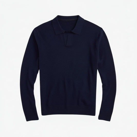 Woll-Pullover Mit Johnny-Kragen Vandhlr Marineblau S 