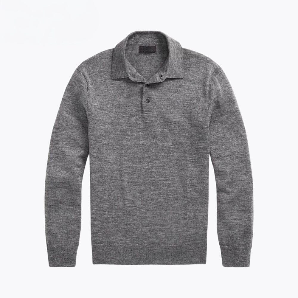 Woll-Pullover Mit Polo-Kragen Vandhlr Grau S 