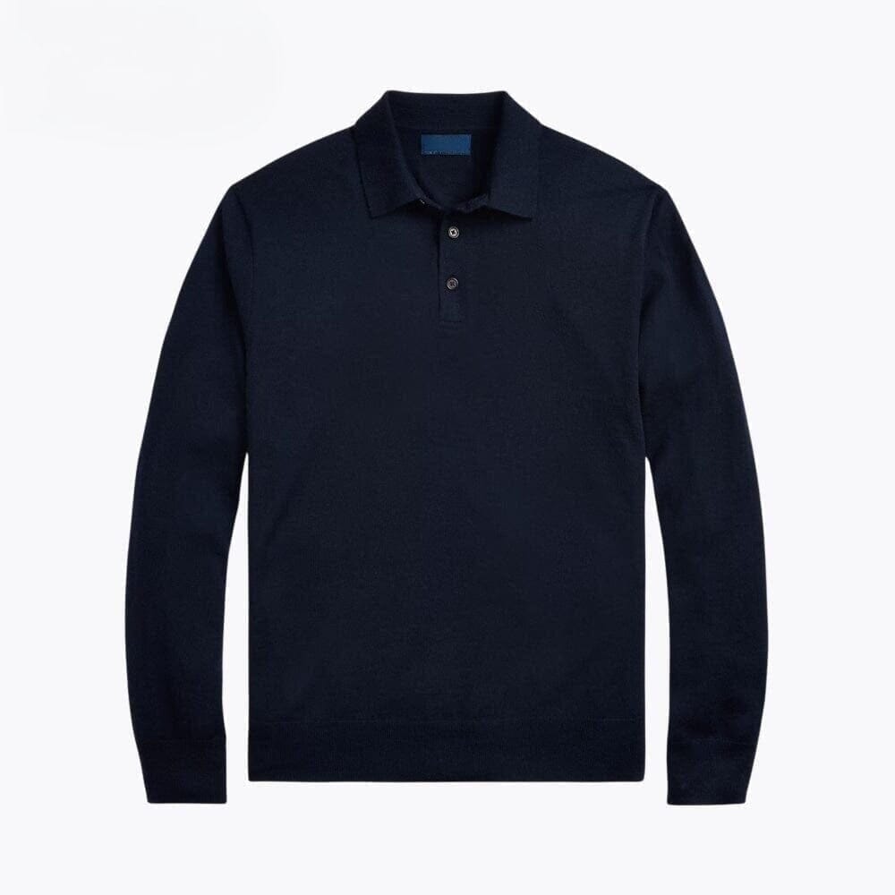 Woll-Pullover Mit Polo-Kragen Vandhlr Marineblau S 