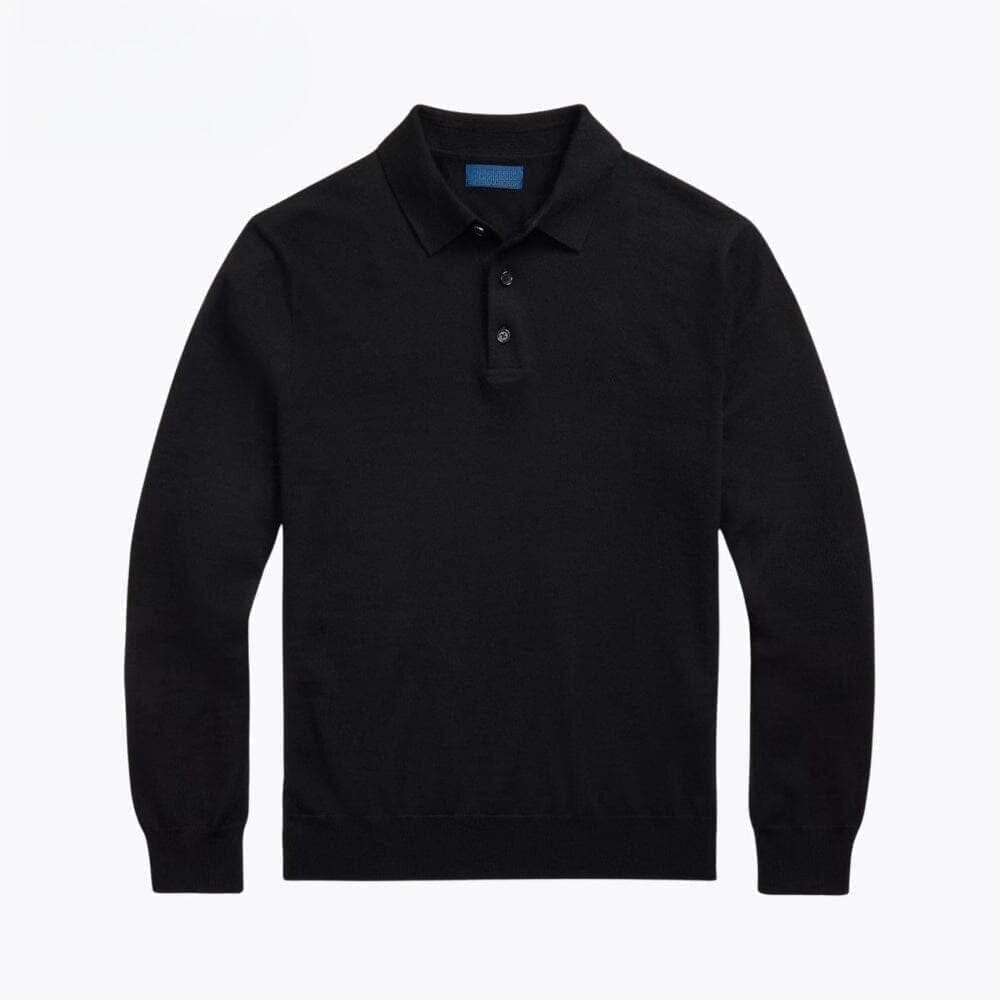 Woll-Pullover Mit Polo-Kragen Vandhlr Schwarz S 