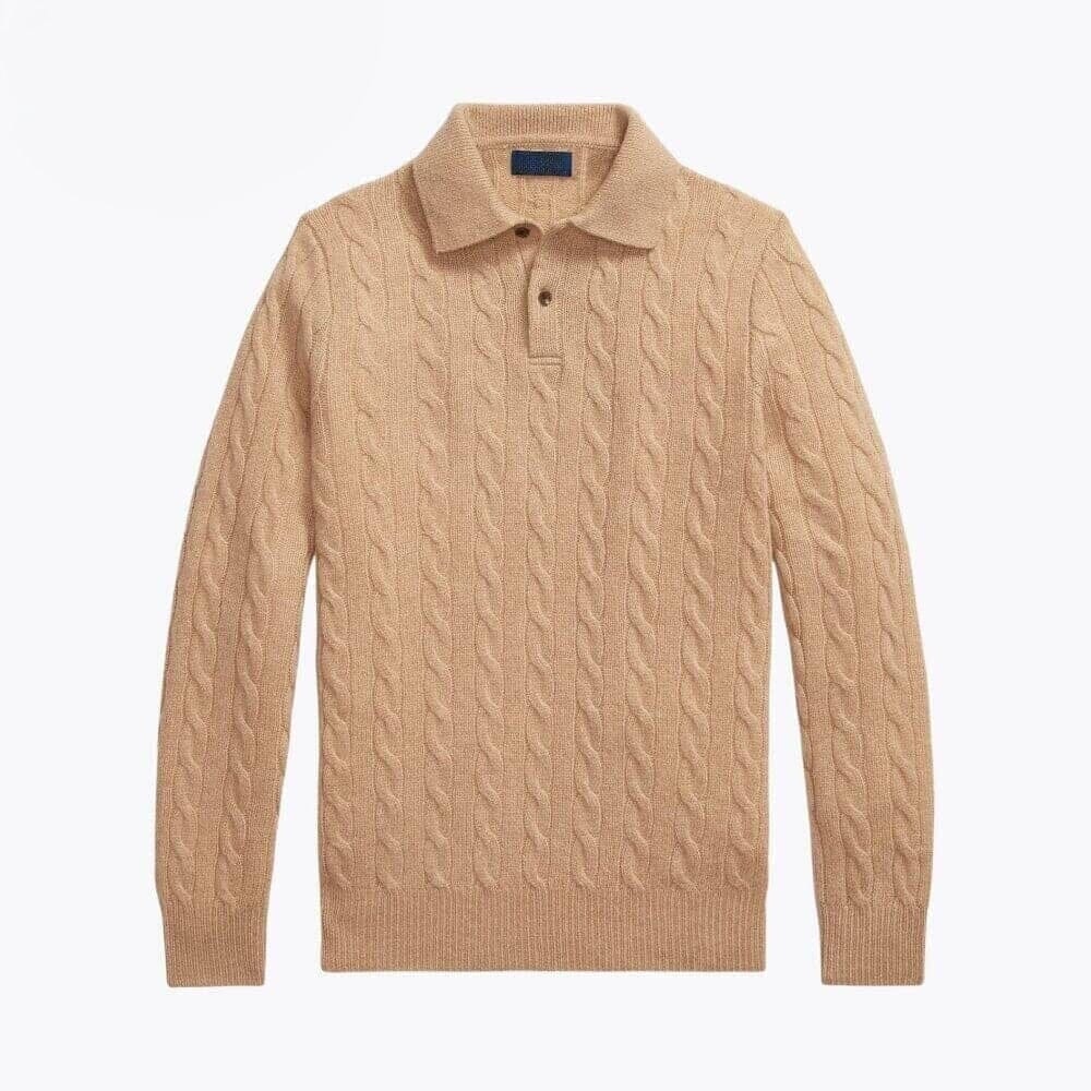 Wolle-Kaschmir Zopfstrick-Pullover Vandhlr Kamel S 