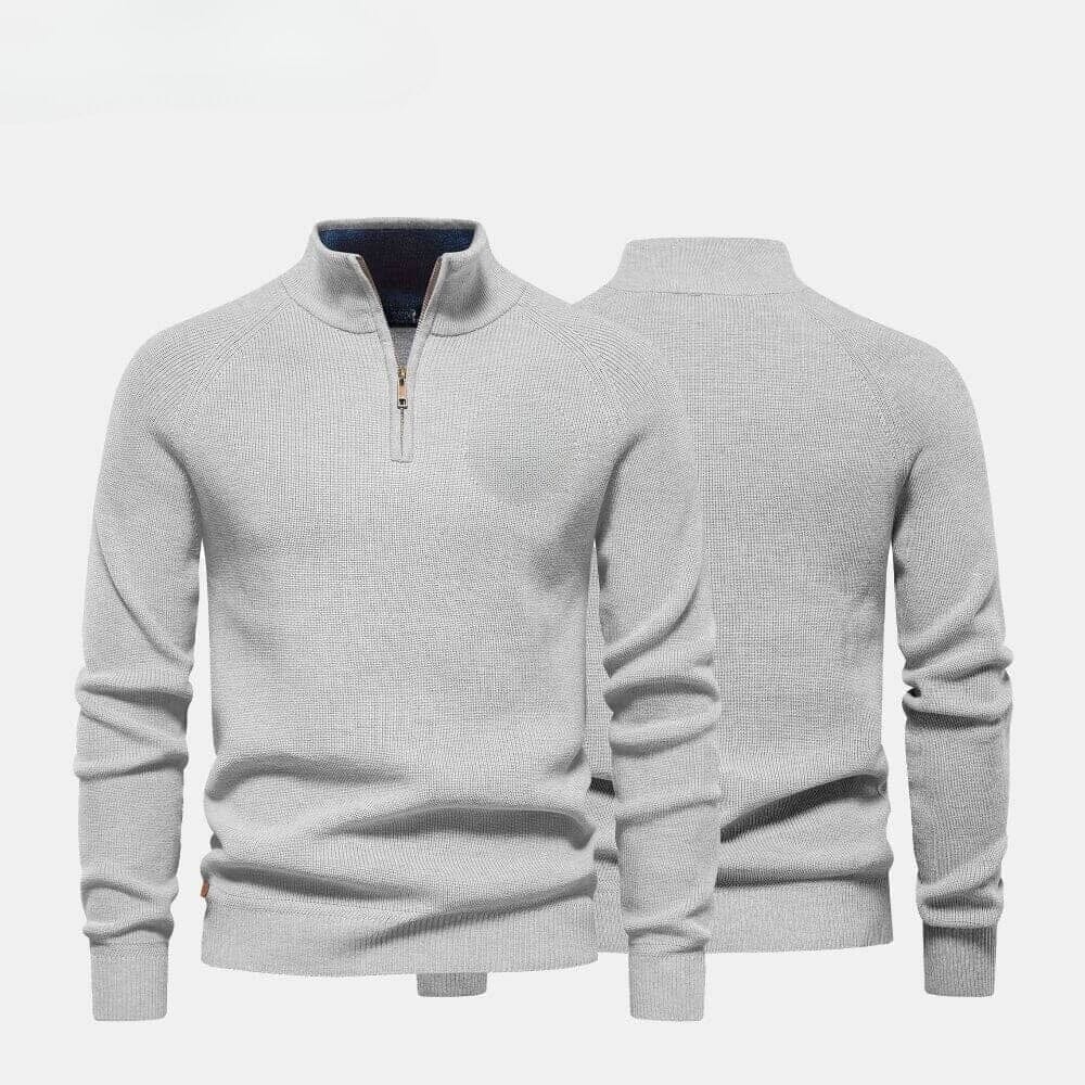Zip Zopfstrick Woll-Pullover RL Zip Cable-Knit Wool Knit Sweater Vandhlr Grau S 