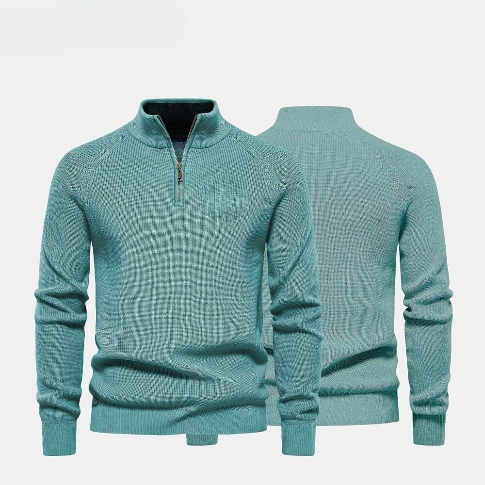 Zip Zopfstrick Woll-Pullover RL Zip Cable-Knit Wool Knit Sweater Vandhlr Grün S 