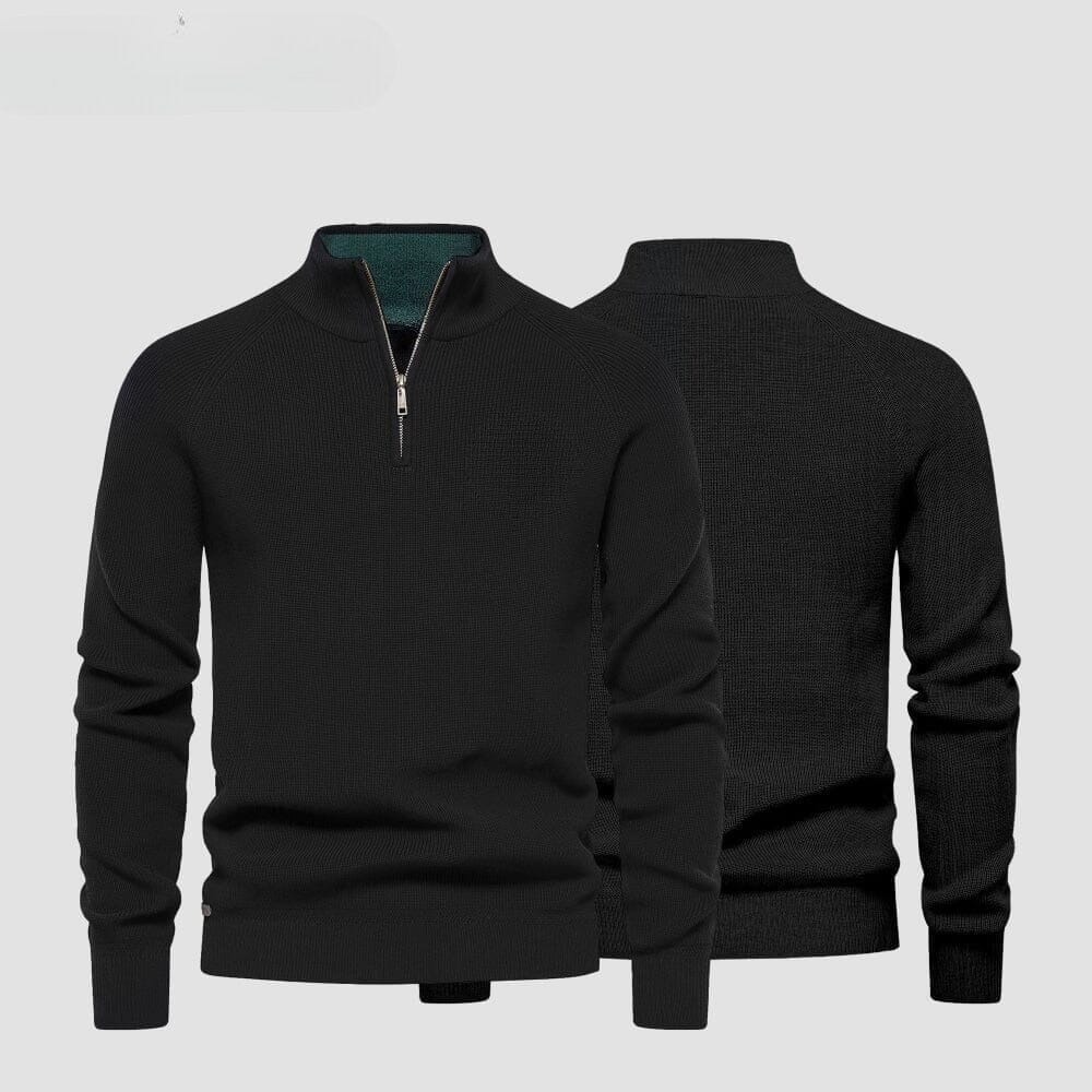 Zip Zopfstrick Woll-Pullover RL Zip Cable-Knit Wool Knit Sweater Vandhlr Schwarz S 