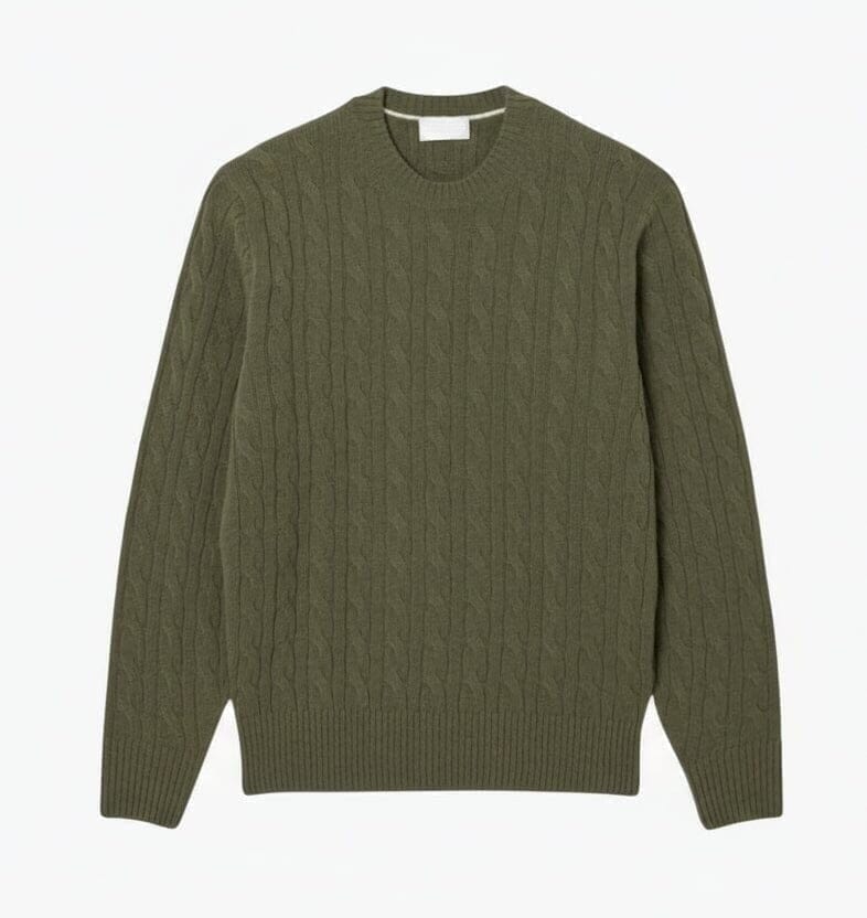 Zopfmuster Pullover Aus Gekämmter Wolle Mit Rundhalsausschnitt Vandhlr Khaki S 