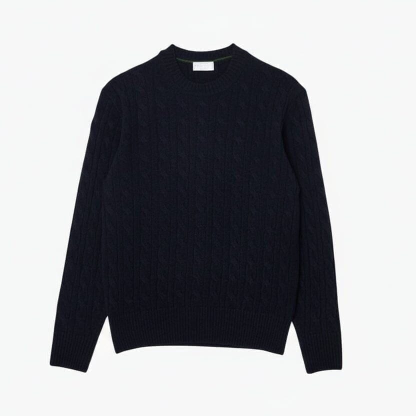 Zopfmuster Pullover Aus Gekämmter Wolle Mit Rundhalsausschnitt Vandhlr Mitternachtsblau S 