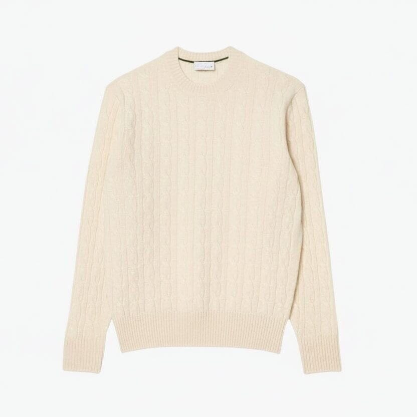 Zopfmuster Pullover Aus Gekämmter Wolle Mit Rundhalsausschnitt Vandhlr Weiß S 