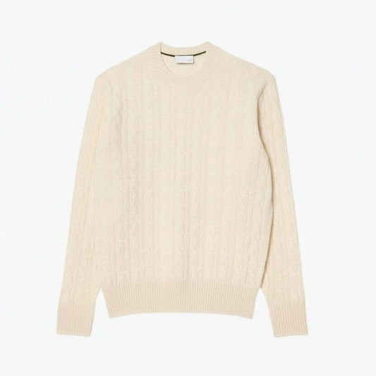 Zopfmuster Pullover Aus Gekämmter Wolle Mit Rundhalsausschnitt Vandhlr Weiß S 