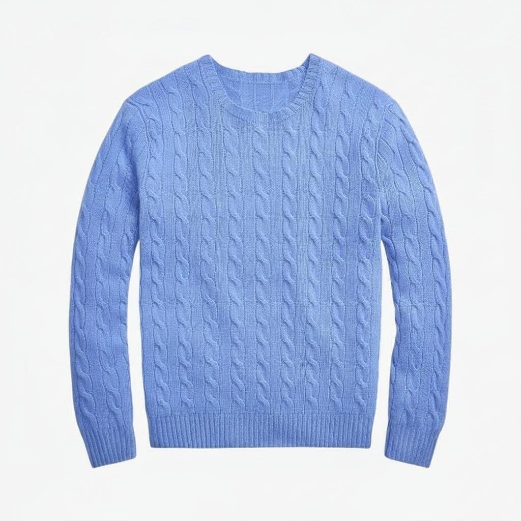 Zopfstrick-Pullover Aus Wolle-Kaschmir Vandhlr Blau S 