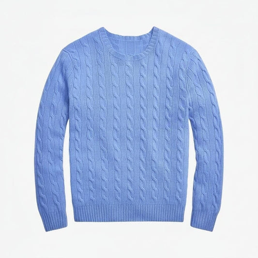 Zopfstrick-Pullover Aus Wolle-Kaschmir Vandhlr Blau S 