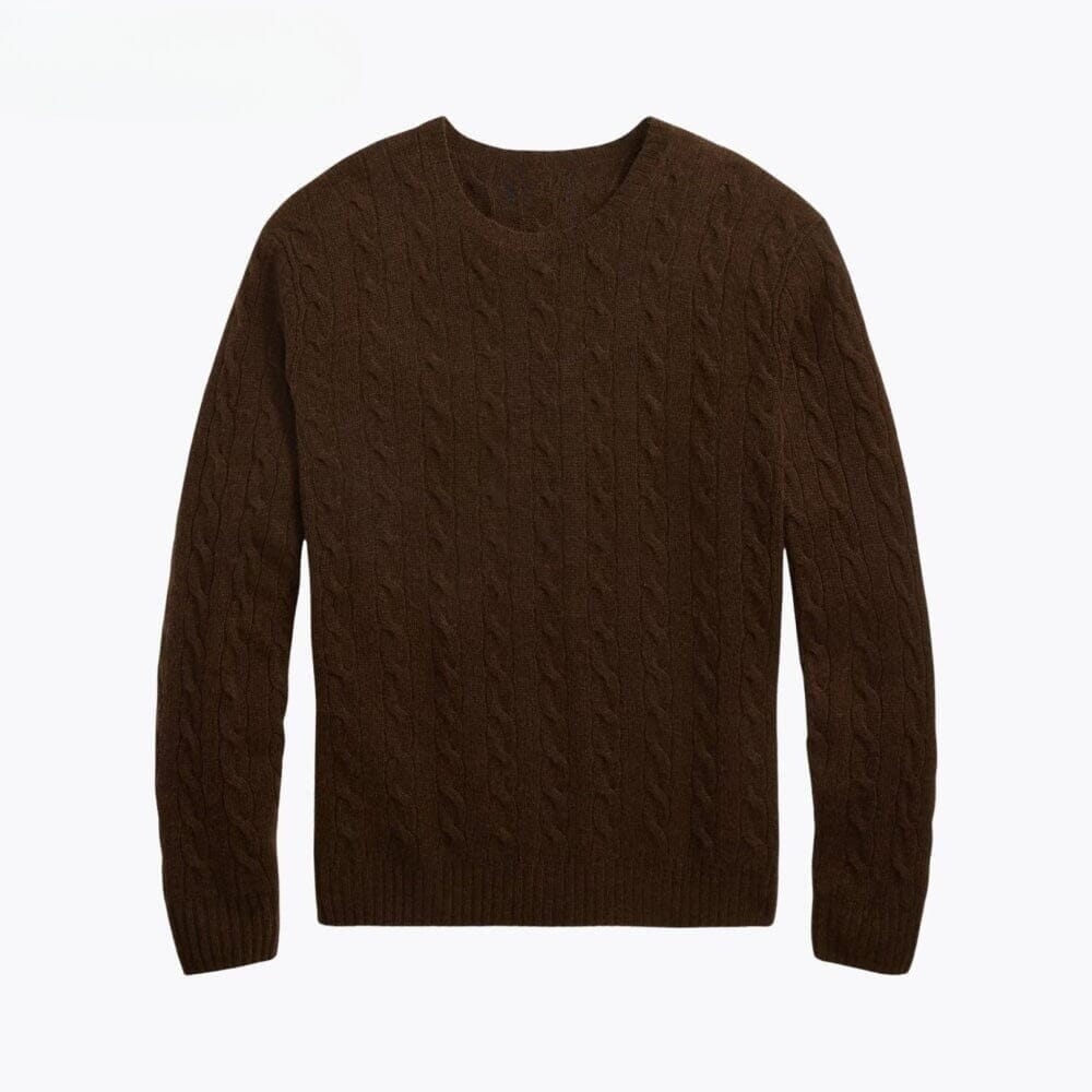 Zopfstrick-Pullover Aus Wolle-Kaschmir Vandhlr Braun S 